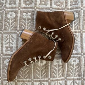 Freda Salvador ACE Brown Suede Lace-Up Booties (7.5)
